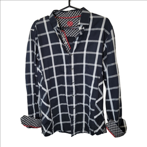 Au Noir Black and White Checkered Men's Shirt